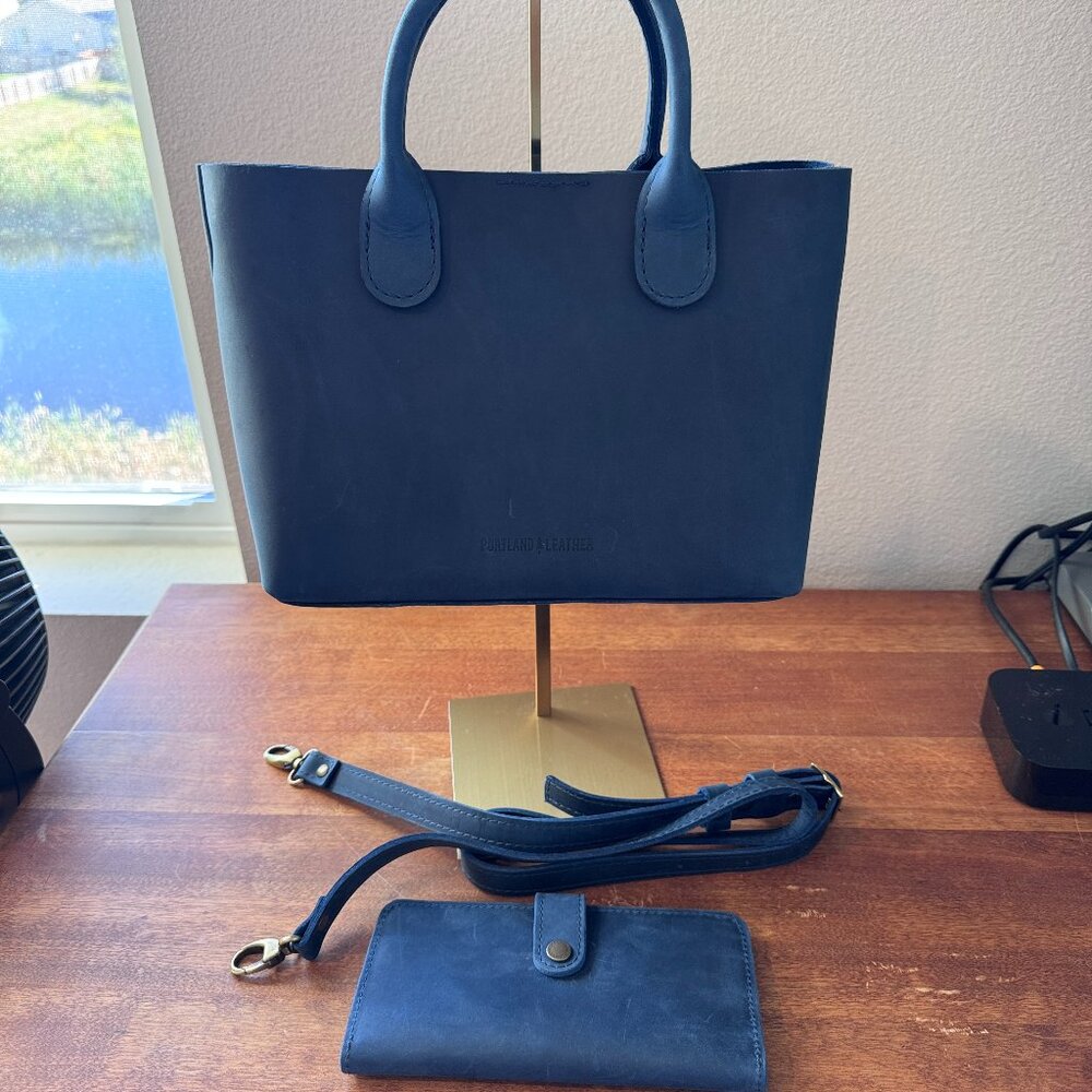 Portland Leather Goods Large Raindrop and Large Bifold Wallet in Deep Water